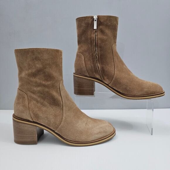 Aquatalia Bellamy Ankle Boot Womens 9.5 Brown Suede Water Resistant Designer - Picture 3 of 15